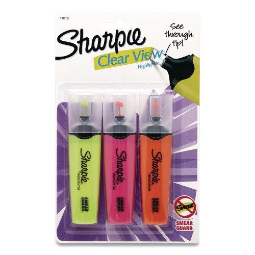 Sharpie Clear View Highlighters Chisel Tip Multicolored 3 Ea