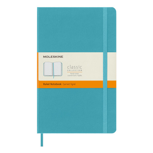 Moleskine Reef Blue Notebook Large Ruled Hardcover for Writing and Journaling, 1 ea
