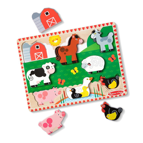 Farm Chunky Puzzle 8-Piece Wooden Animal Puzzle for Toddlers, 1 ea