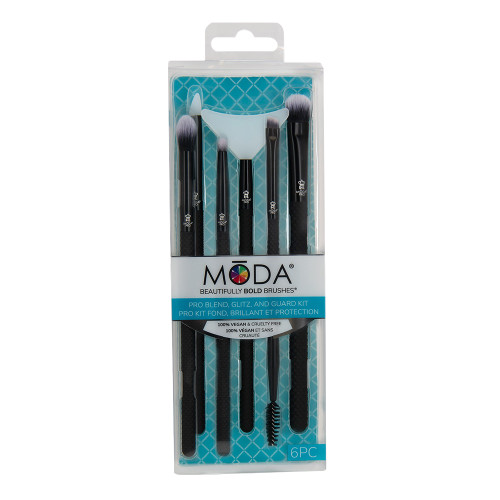 MODA Pro Blend Glitz and Guard Makeup Brush and Tool Kit, 6 Piece Set