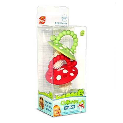 RaZbaby Chompy Teether Toy BPA Free Silicone Infant Care Soothing Relief Pack 2 Ea