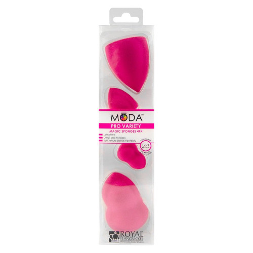 MODA Pro Variety Magic Makeup Blending Sponges for Flawless Finish, 4 Pack