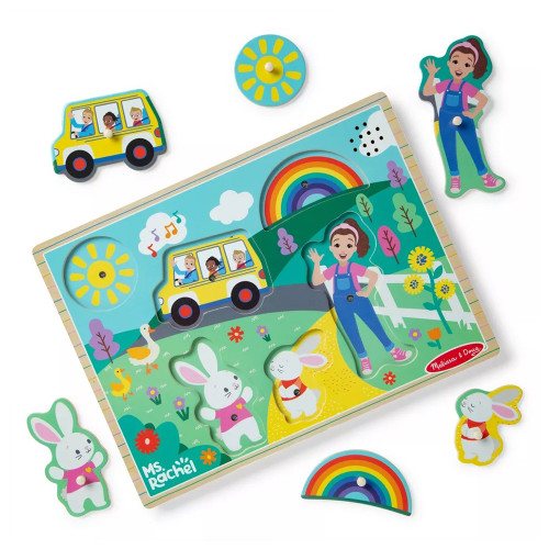 Melissa and Doug Ms.Rachel Wooden Song Peg Puzzle Musical Learning Toy, 1 ea