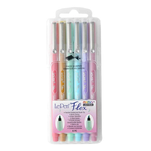 LePen Micro-Fine Point Pen Set Pastel Colors, 6 Ea