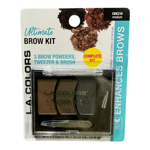 L.A. Colors Ultimate Brow Kit Medium Shade for Defined Brows, 1 Kit