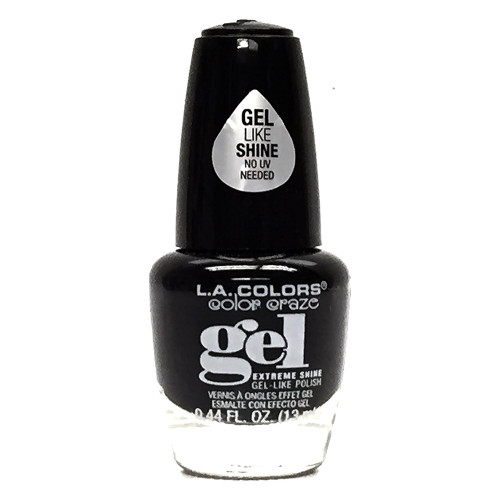 L.A. Colors Color Craze Extreme Shine Gel Nail Polish Anarchy Bold Black Gloss, 0.44 Oz