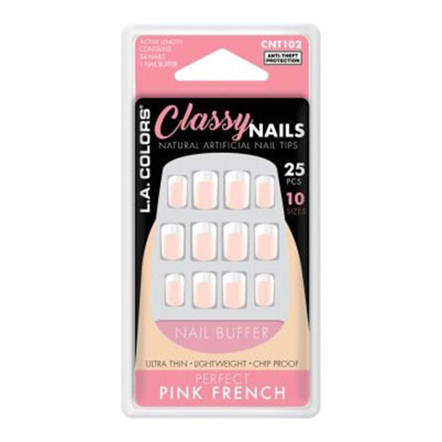 L.A. Colors Classy Nail Tips Perfect Pink French Style, 25 Pcs