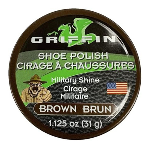Military Shine for Leather Boots, Brown High-Gloss Polish, 1.125 Oz