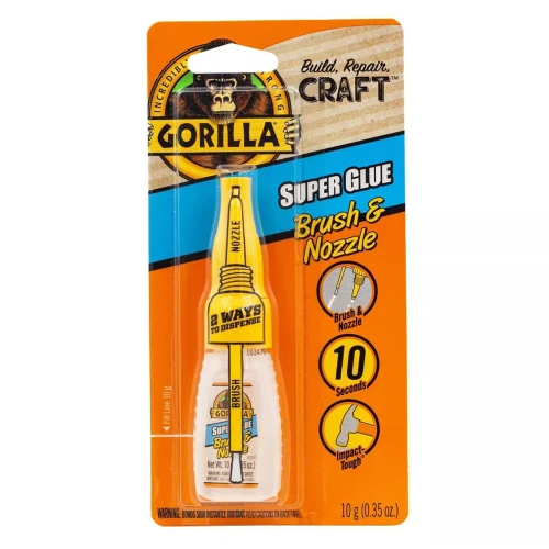 Gorilla Super Glue for Quick Repairs, Brush & Nozzle Applicator, 0.35 Oz