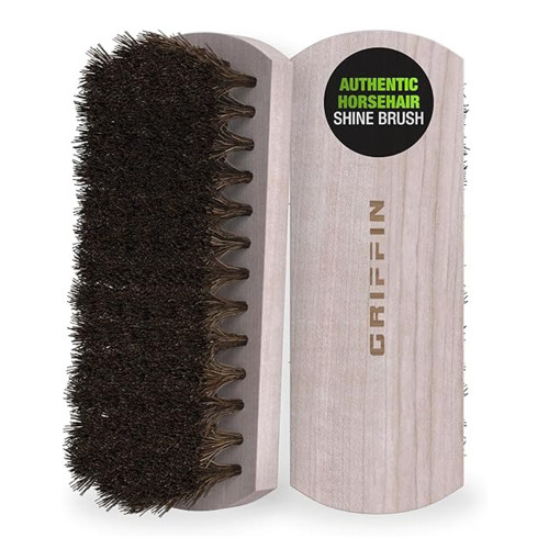 Shoe Shine Brush for Polishing, Natural Horsehair Bristles, 1 Ea
