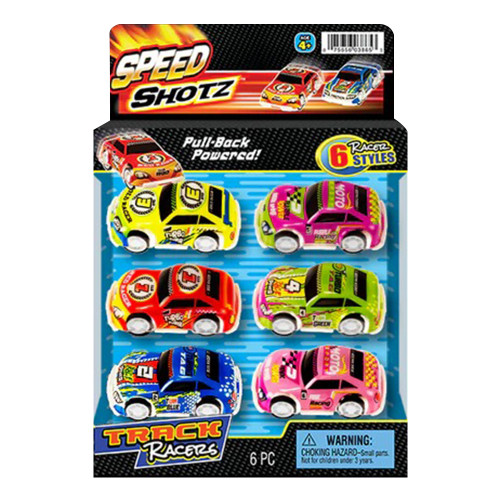 Ja-Ru Speed Shot Pull Back Racer for Track Play, 6 Ea