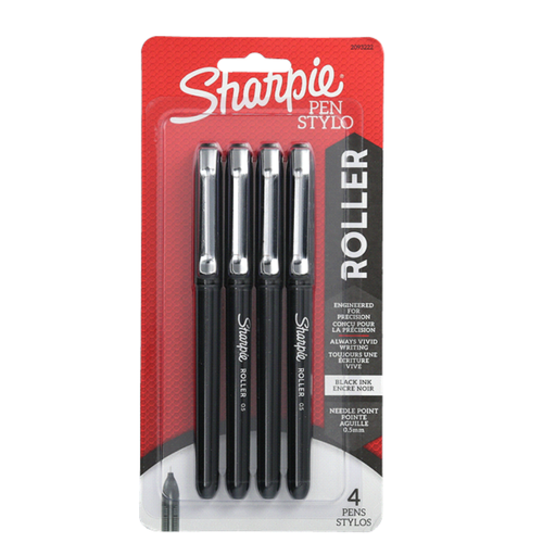 Sharpie Rollerball Pen Black 4ct