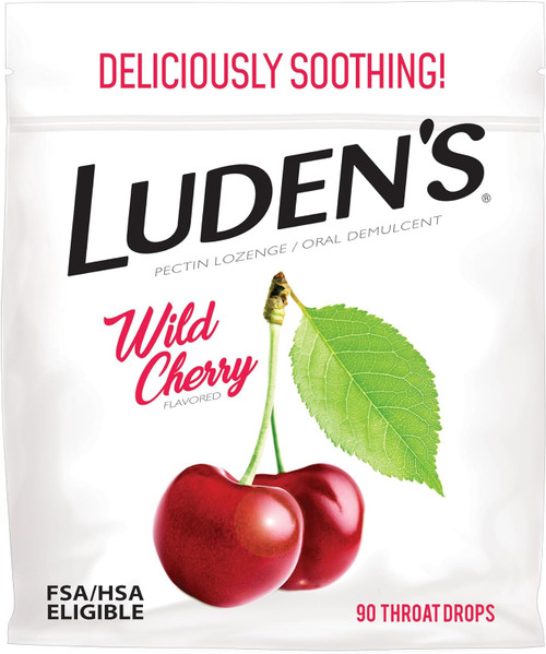 Luden's Sore Throat Relief  Wild Cherry Flavored Drops, 90 Count