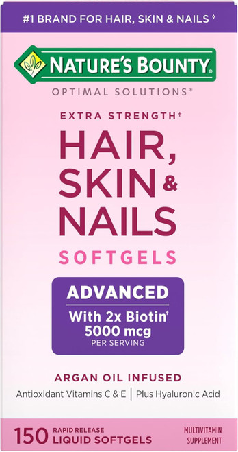 Nature's Bounty Advanced Hair, Skin & Nails, 150 Rapid Release Softgels, 50 Total Servings