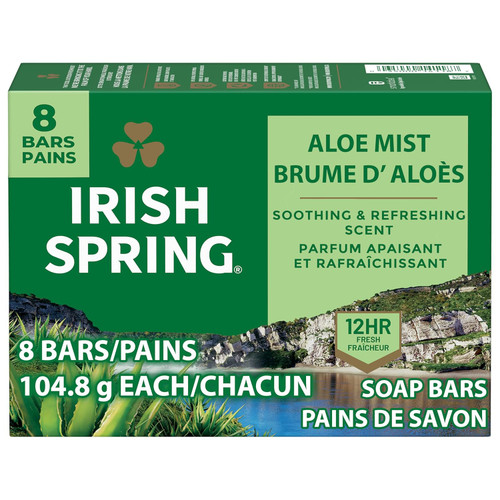 Irish Spring Aloe Deodorant Soap Unisex 8 Count