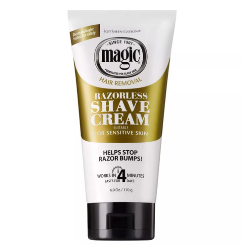 Magic Razorless Cream Shave Sensitive Skin, 6oz Tube