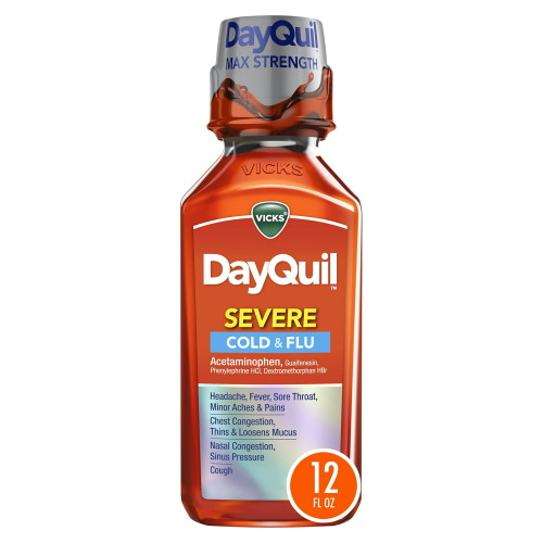 Vicks DayQuil Severe Cold and Flu Liquid, 12 Fl oz