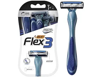 BIC Flex 3 Men’s Disposable Razors With 3 Blades 4 Piece Razor Kit for Men