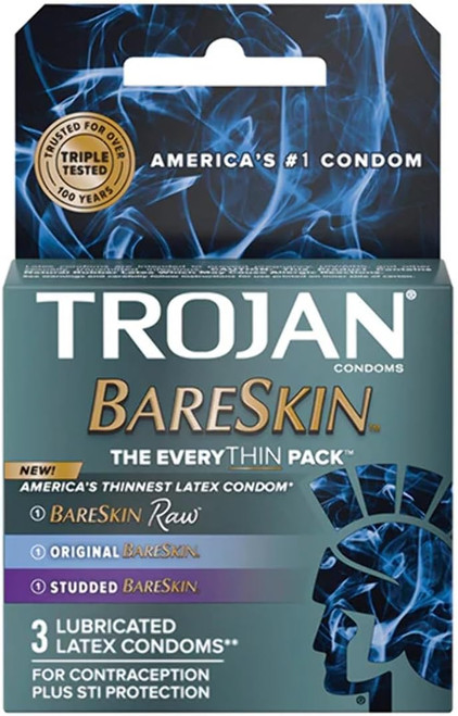 Trojan Bareskin Everythin Condom, 3 count