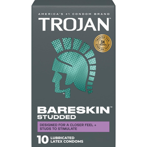 Trojan Studded Bareskin Lubricated, 10 Count