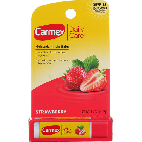 Carmex Daily Care Lip Balm, Strawberry, 0.15 oz