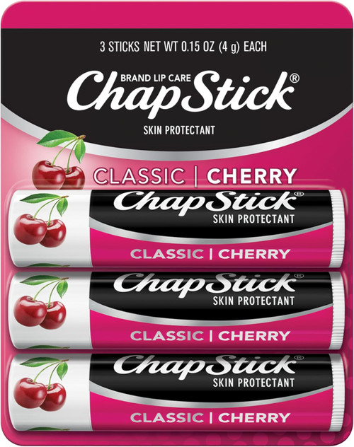 ChapStick Classic Sticks, Cherry Flavor 3count, 0.15oz