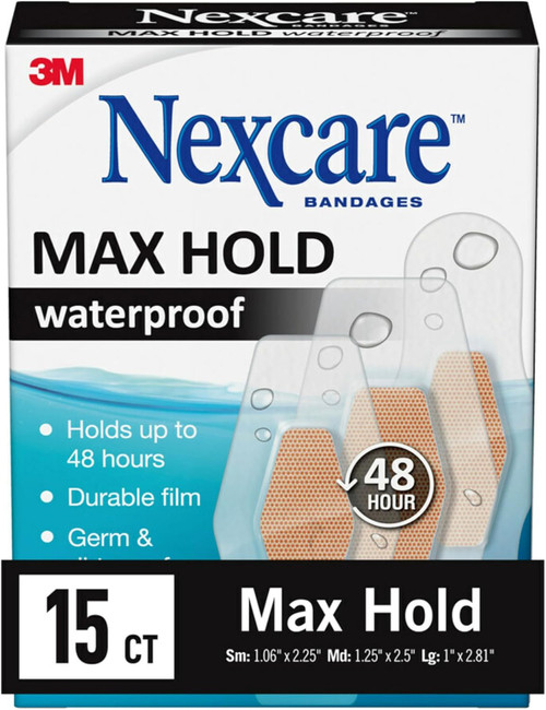 Nexcare Max Hold Waterproof Bandages,15Count