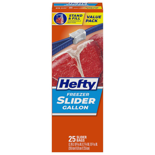 Hefty One Zip Freezer Bag Gallon Size, 25 Count