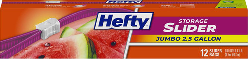 Hefty Slider Jumbo Storage Bags, 2.5 Gallon, 12Count