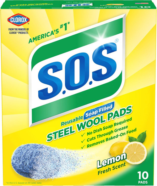 S.O.S Steel Wool Soap Pads, Lemon Fresh, 10count