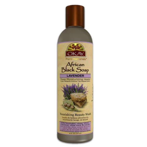 OKAY Pure Naturals African Black Soap with Lavender, 8 oz