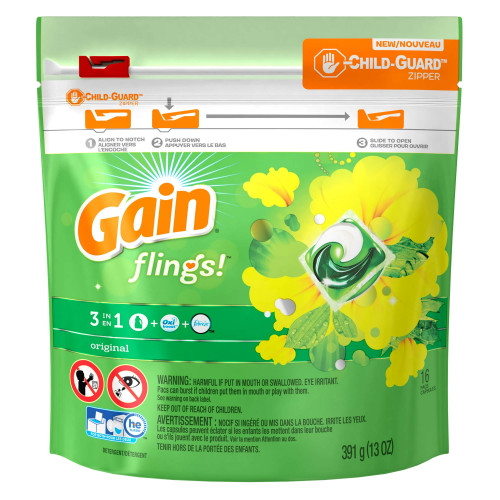 Gain Flings Laundry Detergent Soap, 16count