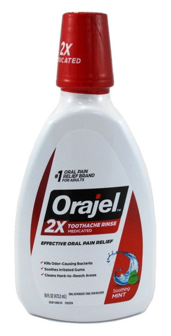 Orajel Toothache Rinse Soothing Mint 16Oz