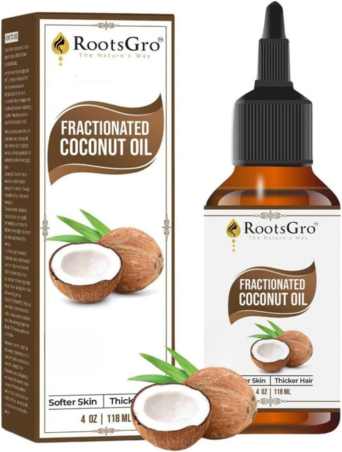 RootsGro 100% Organic Fractionated Coconut Oil, 4 oz