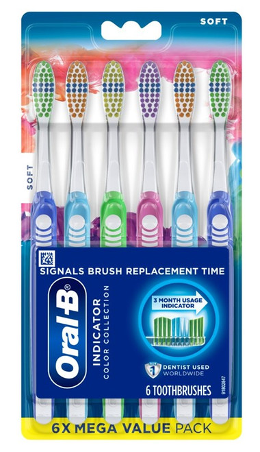 Oral-B Toothbrush Indicator Color Collection Soft 6-Pack