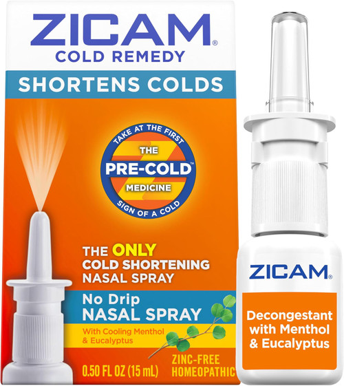 Zicam Cold Remedy No-Drip Nasal Spray with Cooling Menthol & Eucalyptus, 0.5 oz