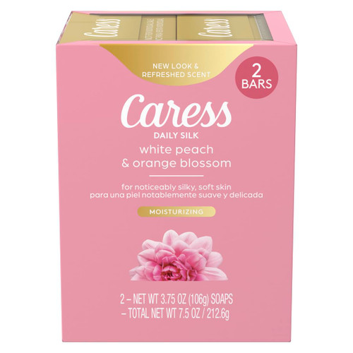 Caress Daily Silk With White Peach and Orange Blossom Body Soap, 3.75 oz 2CT