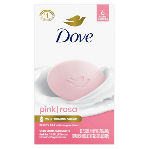 Dove Beauty Bar Soap Pink Rosa, 6 ct, 3.75 oz