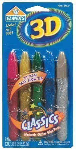 ELMER'S 3D Glitter Paint Pen Set - Classic Colors, 5 count