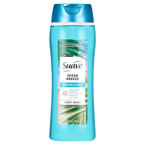 Suave Ocean Breeze Moisturizing Body Wash with Glycerin & Vitamin E, 18 OZ