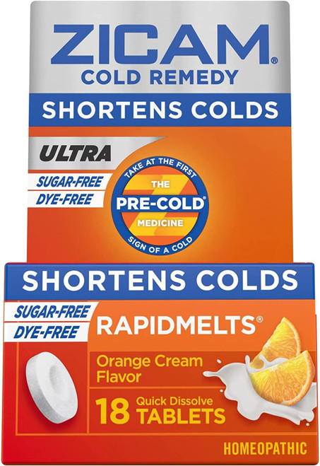 Zicam Ultra Cold Remedy RapidMelts Tablets, Orange Cream 18 ea