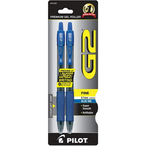 Pilot G2 Gel Roller Ball Pens Blue, 2count