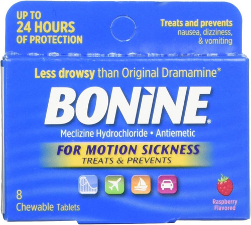 Bonine Motion Sickness Chewable Raspberry, 8count