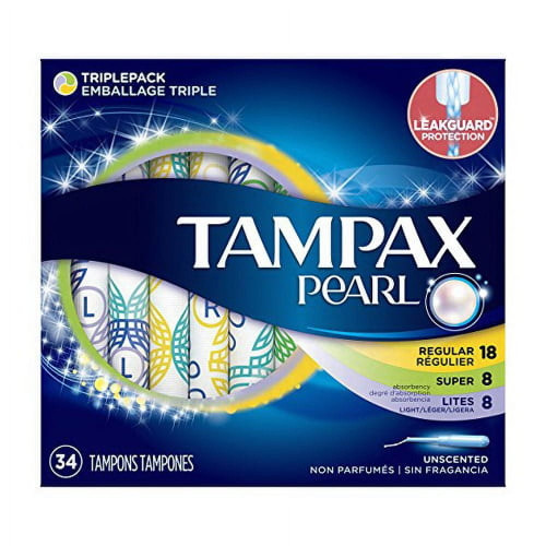 Tampax Pearl Plastic Tampons, 34count