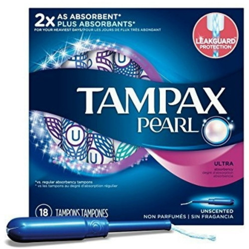 Tampax Pearl Plastic Tampons, 18count