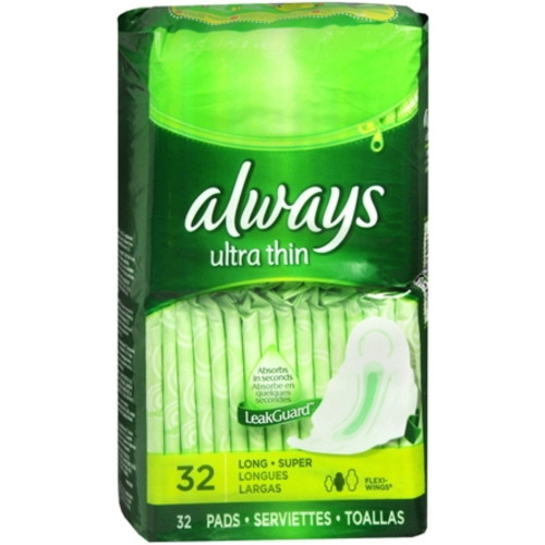 Always Ultra Thin with Flexi-Wings, Super Long, 32count