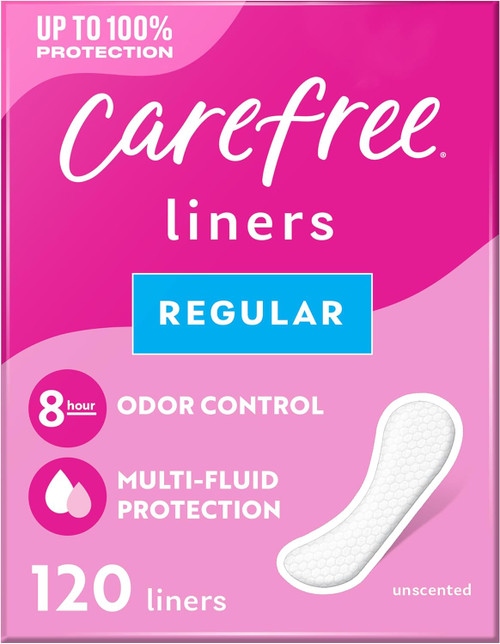 Carefree Panty Liners Regular, Unscented, 120count