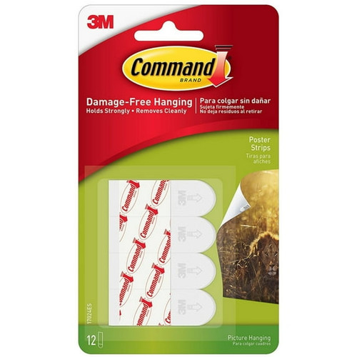 Command Poster Hanging Strips, White, 12count