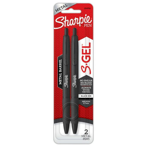 Sharpie Gel Sleek Metal Barrel, Medium Point, 2count