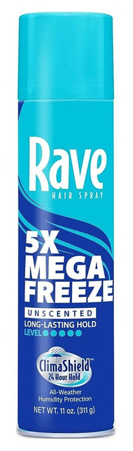 Rave 5X Mega Freeze Hairspray Unscented 11Oz Aerosol